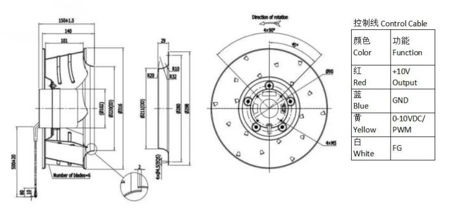 310mm 48V DC Brushless External Rotor Aluminum Backward Curved Centrifugal Fan for Telecom Cooling System