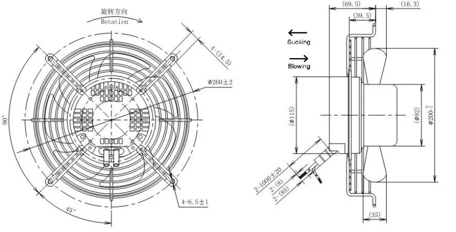 AC DC Ec External Rotor Motor Axial Fan Industrial Ventilation Exhaust Fan Cooling Fan 200/250/300/315/350/400/450mm